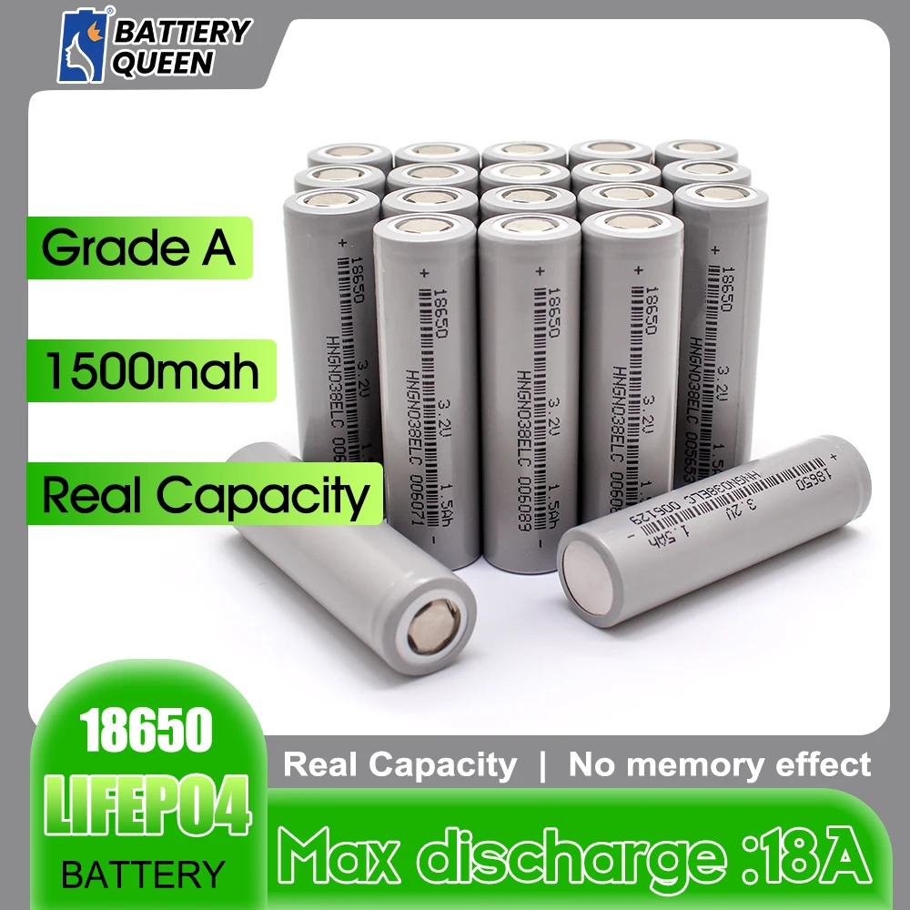18650 Battery 1500mAh 3.2V  Rechargeable Lifepo4 Battery Pack 3000 Cycles For Headlamp  Flashlight
