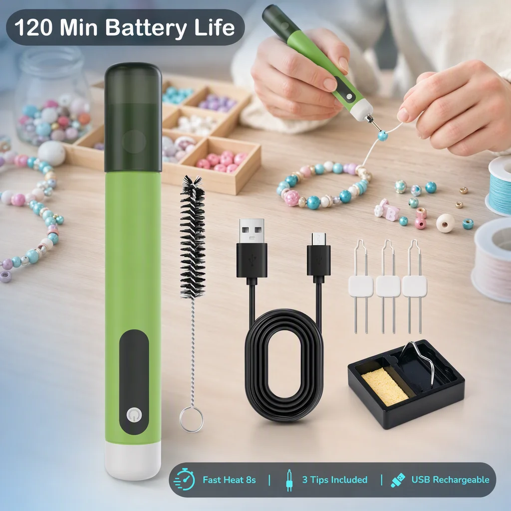 USB Rechargeable Thread Burner Pen Digital Hot Cutting Tool With 3 Tips For DIY Beading Sewing Fabric Craft Portable Welding Kit