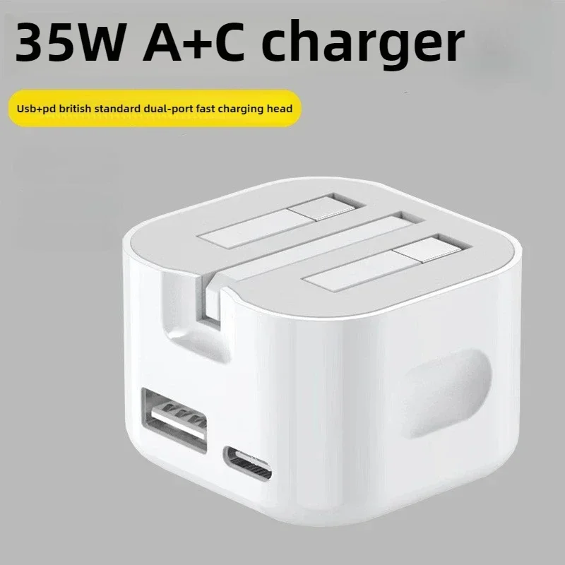 Super Fast Quick Charging Dual Ports PD A+C 20W 35W UK GB AC Home Travel USB C Charger for IPhone 13 14 15 Samsung Xiaomi Phone