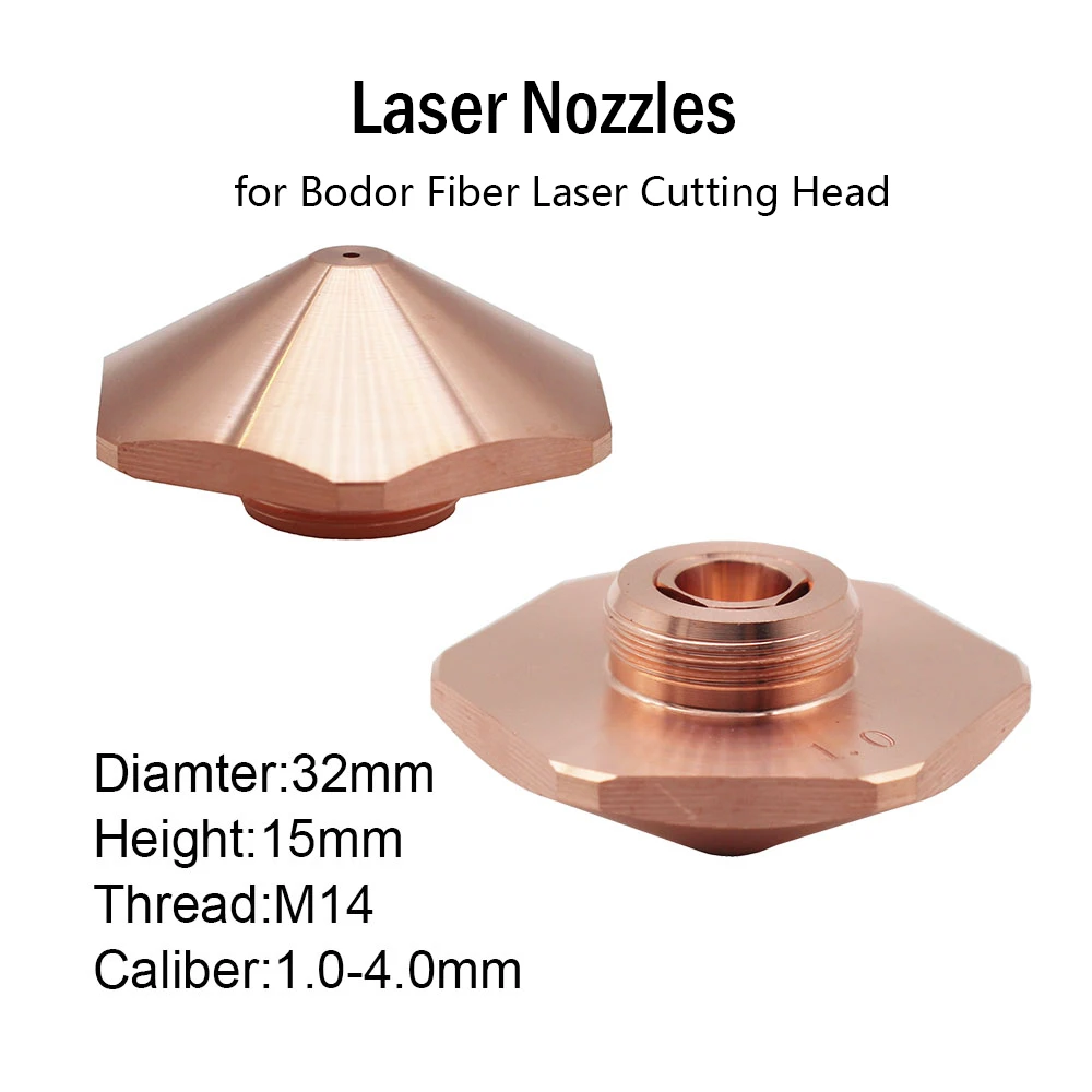 Fiber Laser Nozzles Single/Double Layer Dia.32 M14 Hexagon 1.0-4.0mm For Bodor Fiber Laser Cutting Head