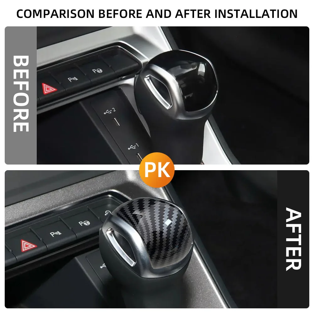 Car Gear Shift Knob Trim Cover Sticker Gear Handball Cover Carbon Fiber Audi Q3 F3 RSQ3 Sportback 2019-2022 2023 2024+