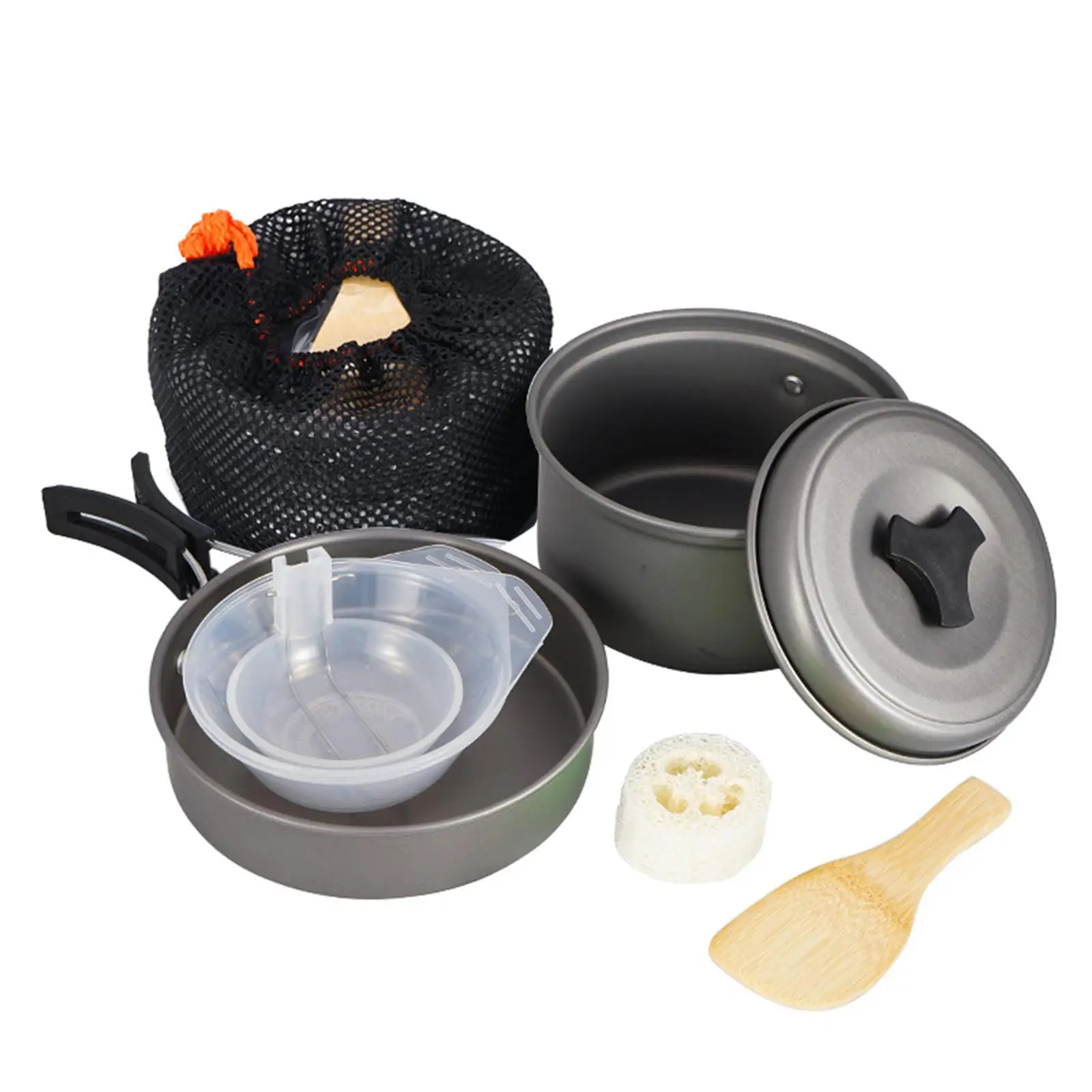 Camping Cookware Mess Kit Stockpot Stackable Folding Handle Camping Cooking Set Frying Pan for Picnic Outdoor Sports Trekking