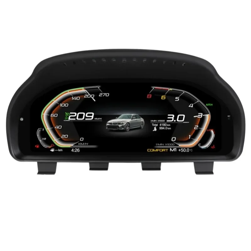 Hizpo 12,3-Zoll-Digital-Kombiinstrument für BMW 5er, 6er, 7er, GT F07, F10, F11, F18, F06, F12, F13, F01, F02, F03, F25, F26, F15, F16 CIC NBT EVO mit Glasfaser