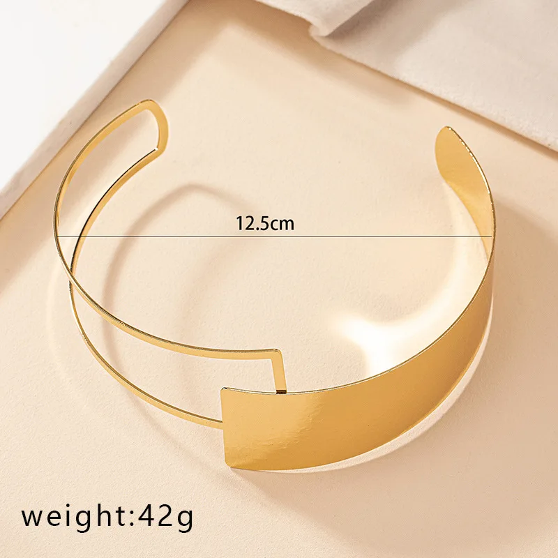 KMVEXO Punk Large Opening Width Cuff Torques for Women Simple Gold Color Metal Geometric Choker Necklace Jewelry Female Gifts