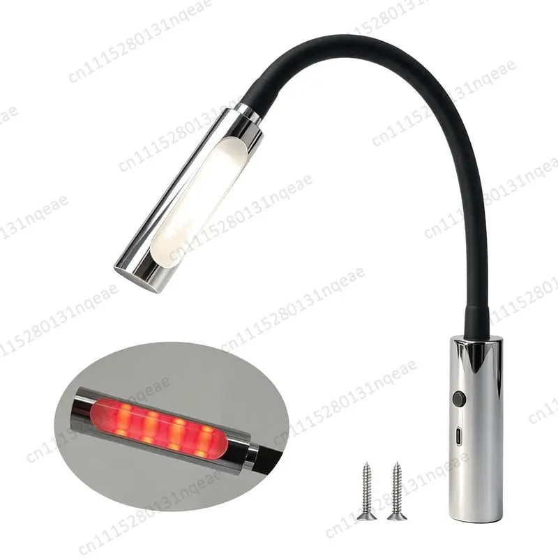 Dimmable LED RV Reading Light Flexible Gooseneck PD Fast Charge Two Color Ambient Light Camper Yacht Trailer