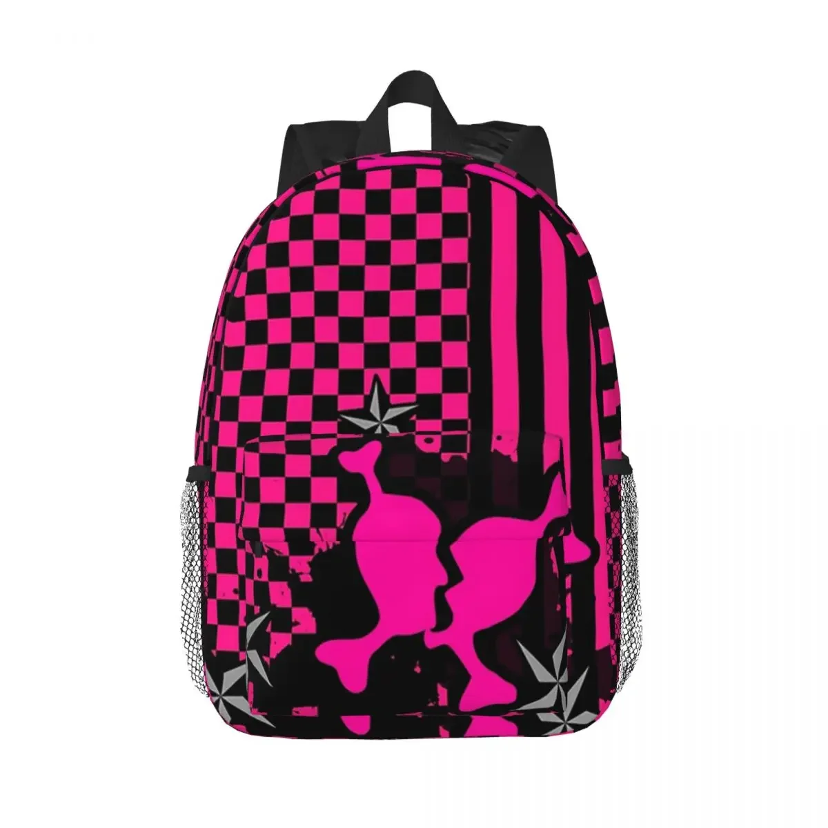 Punky Pink Emo Backpacks Boys Girls Bookbag Casual Students School Bags Travel Rucksack Shoulder Bag Large Capacity