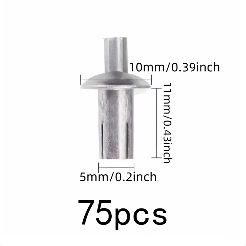 75 pcs 5*11mm Strike Core Expansion Rivets, Rust Resistant Metal, Sheet Metal Joining Daily DIY Projects