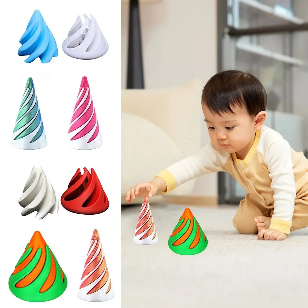 Decorative Ornaments 3D Printed Fidget Toys Impossible Pyramid Funny Figurine Spiral Cone Fidget Toy Passthrough Sculpture