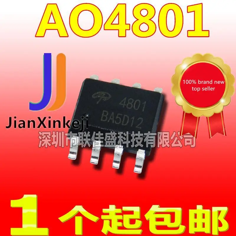 20 peças 100% original novo em estoque ao4801 fet mosfet sop-8 ao4801a