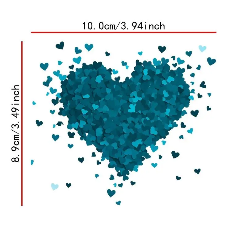 

2D Flat, Self-Adhesive Teal Heart Explosion PVC Stickers Decals Suitable for Cars Laptops Walls - Easy Peel & Stick on Glass