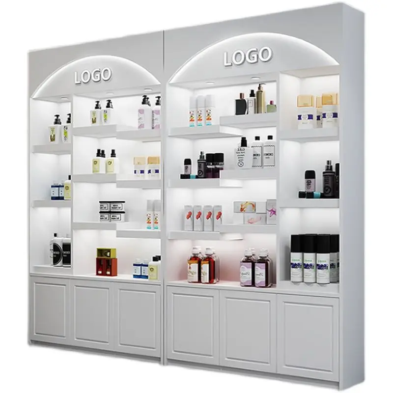 مخصص. عرض طلاء الأظافر حامل خشبي خزانة عرض مستحضرات التجميل