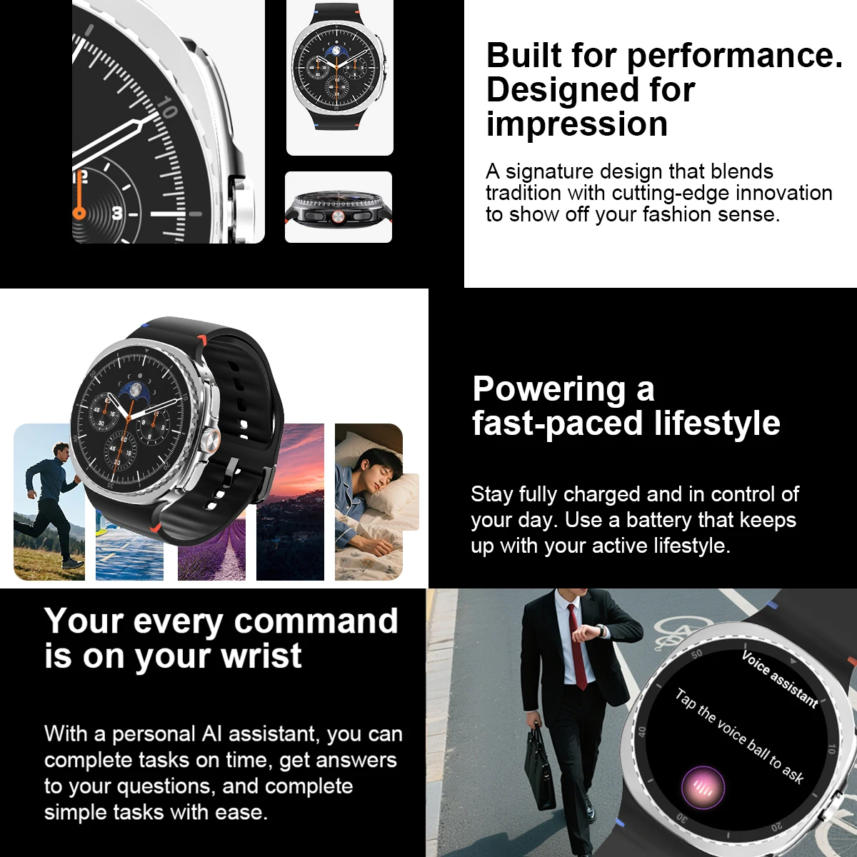 Smartwatch 8 Classic 47mm Ekran AMOLED 1.43 cala IP68 Wodoodporny Smartwatch Sportowy Monitor Tętna SpO2 Prawdziwy Czujnik Zdrowia