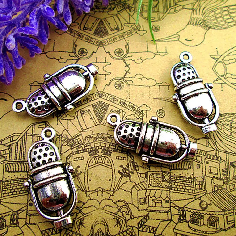 

40pcs--27x13mm 3D Microphone Charms For Jewelry Making Diy Findings Antique Silver Color Alloy Pendants