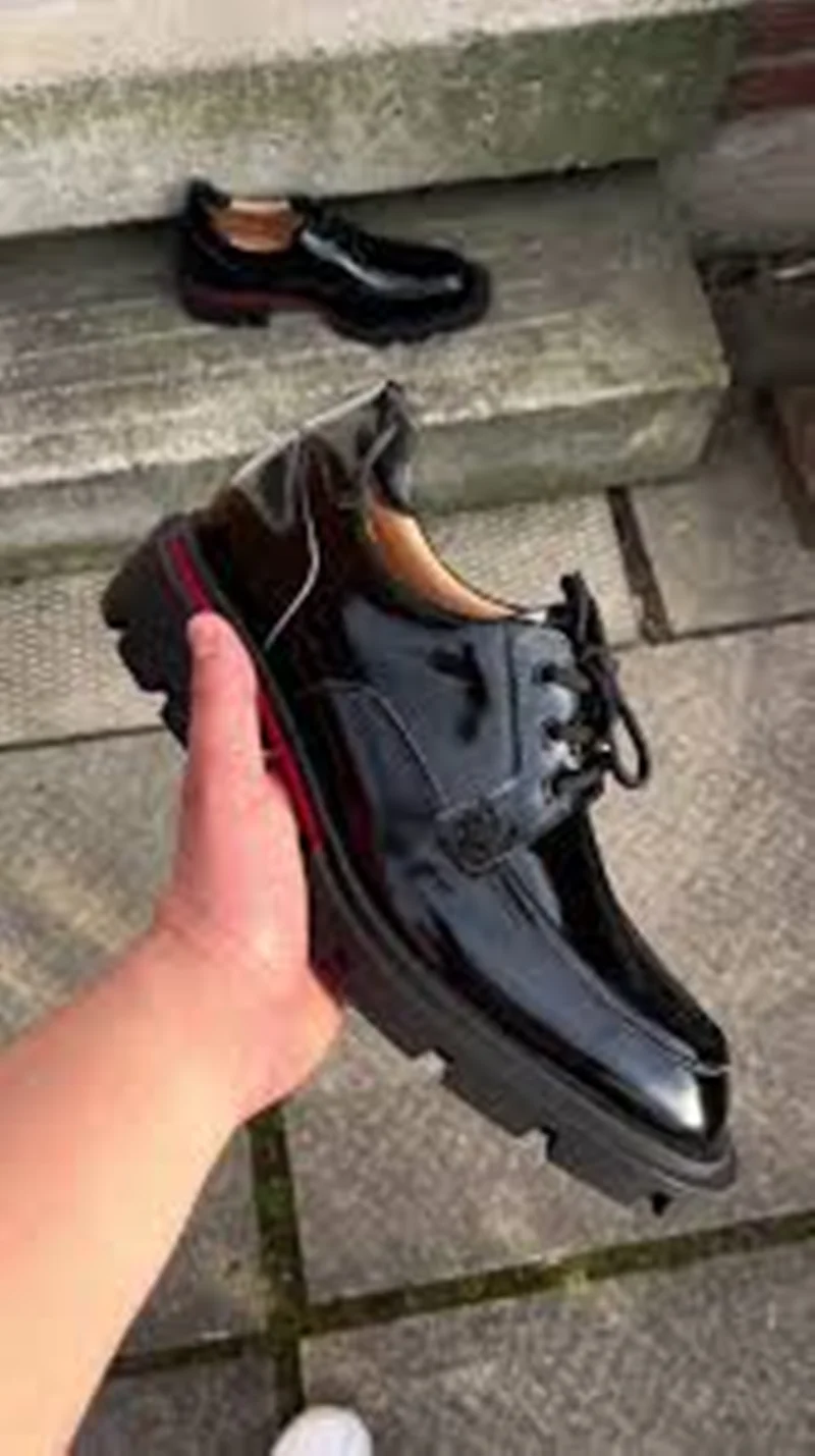 

Genuine Leather Men's Fashion Black Lace-up Business Shoes Male Square Toe And Heel Spring Autumn Luxury Oxfords Causal Shoes