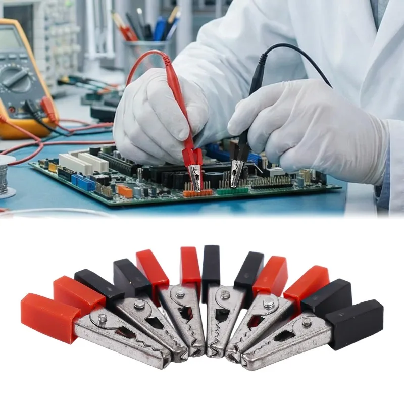 100/10Pc Alligator Clip Metal Crocodile Wire Clip Plastic Handle Test Probe Connector Battery Testing Alligator Clamp Check Tool
