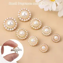 10Pcs Alloy Pearl Clothing Buttons DIY Clothing Sewing Button Needlework Handmade Decorative Sewing Accessories