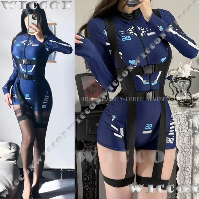 

Сексуальный комбинезон, женская одежда, карнавальный костюм, синее платье, горячая девушка, один размер, костюм для взрослых, вечерние костюмы на Хэллоуин, ролевая игра, Customizeda; 2