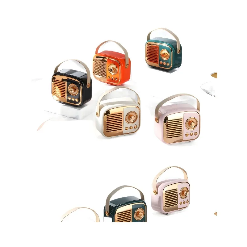 JC new Bluetooth speaker, retro mini portable stereo, card radio smart gift can be customized