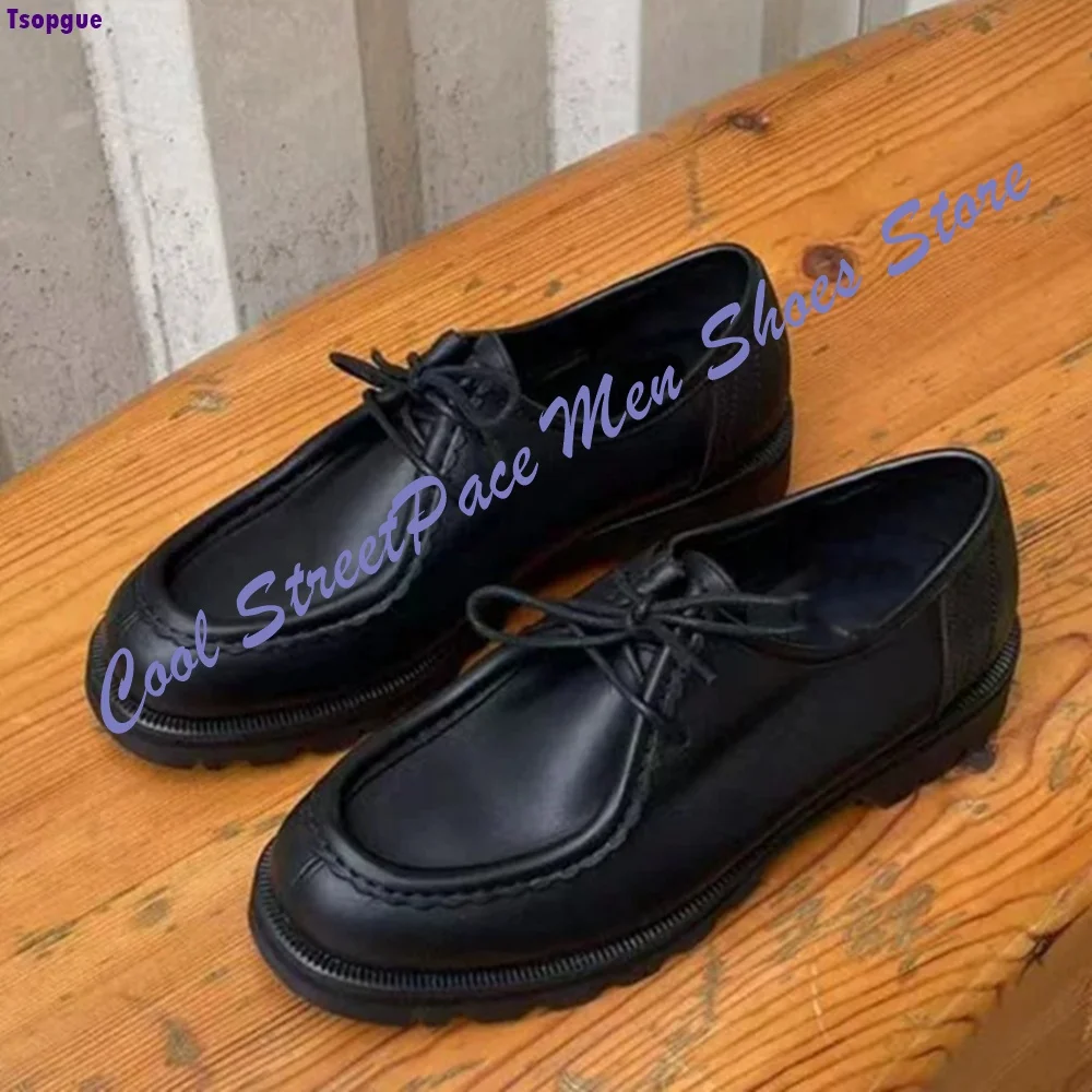 Black Japanese Style Work shoes Casual and Versatile Genuine Leather Retro Commuter Shoes Classic Lace-up Design Men's Shoes