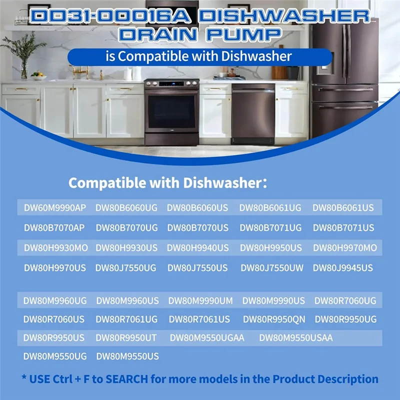 ABUD-DD31-00016A 식기 세척기 배수 펌프 모터 식기 세척기 모터 부품 배수 펌프 부품 번호 AP5917178, PS606350