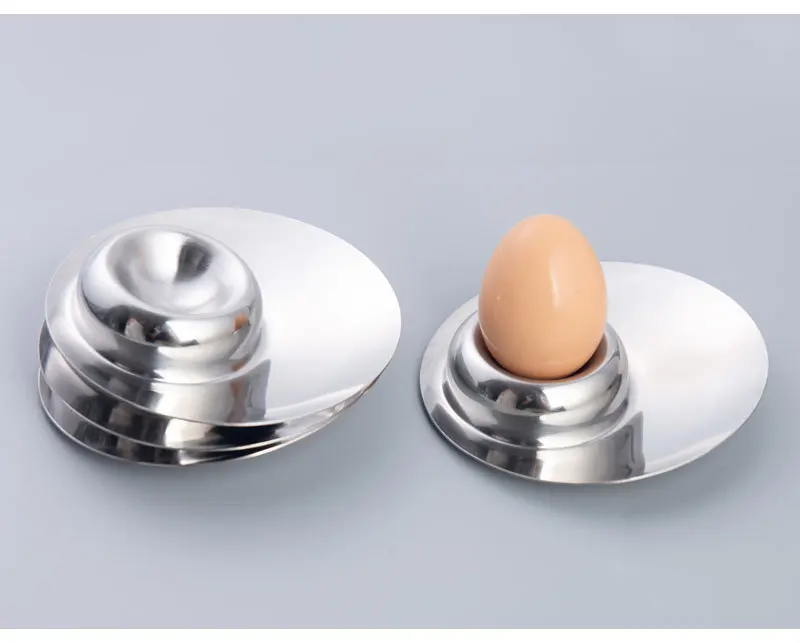New 304 Stainless Steel Egg Rack Round Base Egg Cup Single Egg Rack Tray Cup Breakfast Home Kitchen Tools