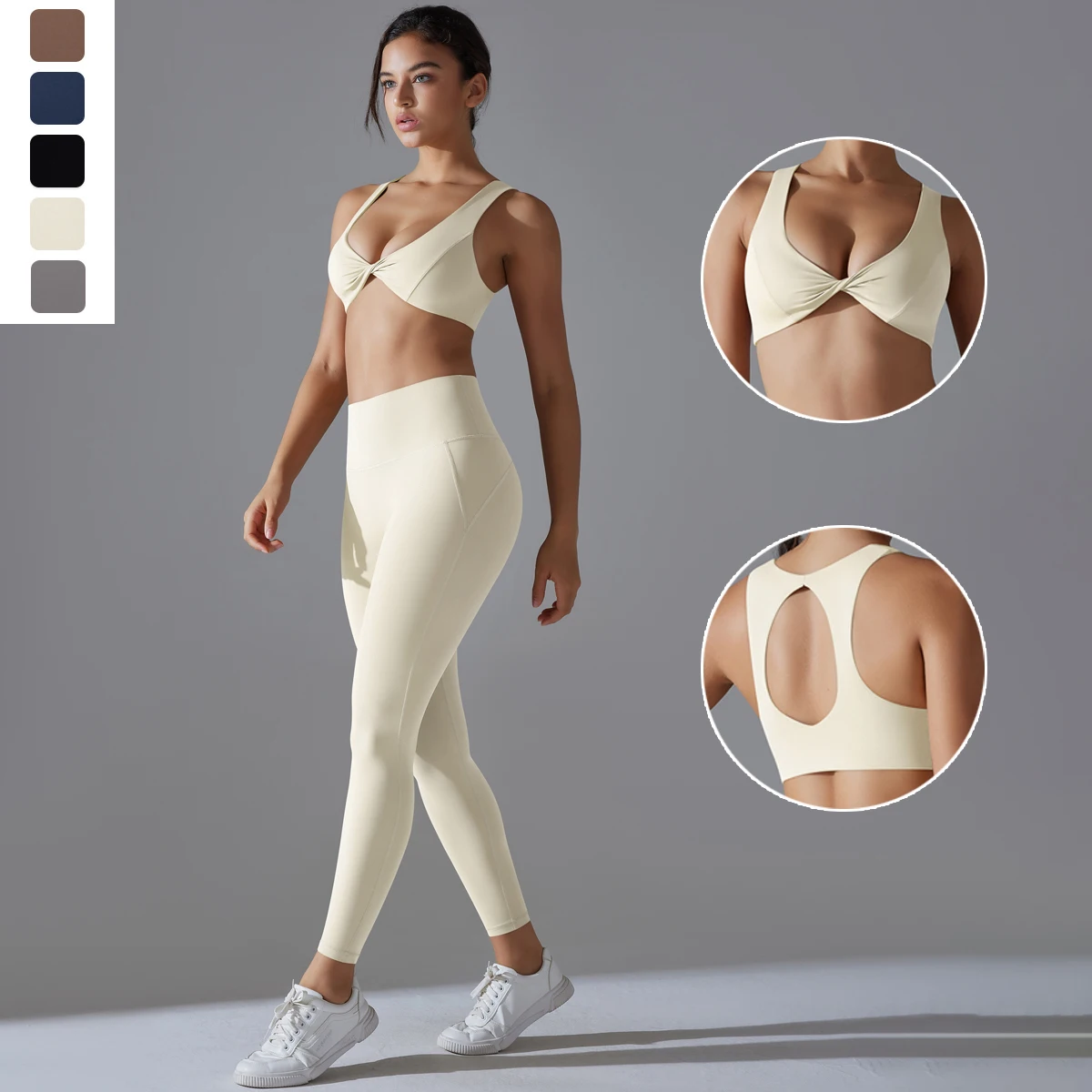 

Sports Bra for Yoga Gym Sexy Backless Workout Top Solid Color Legging Push Up Quick Drying Yoga Pants Vest Suit
