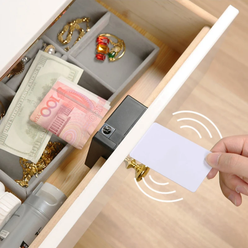 RFID Hidden Cabinet Lock RFID Cabinet Invisible Electronic Locks Unlock for Hidden Cabinet Wooden Chest Drawer Cupboard Toolbox