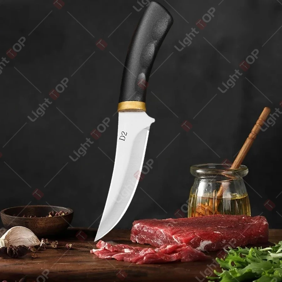 Stainless Steel Fruit Knife Mongolian Meat Cleaver Pocket Knife Multifunctional BBQ Meat Cutting Boning Knife with Knife Sheath