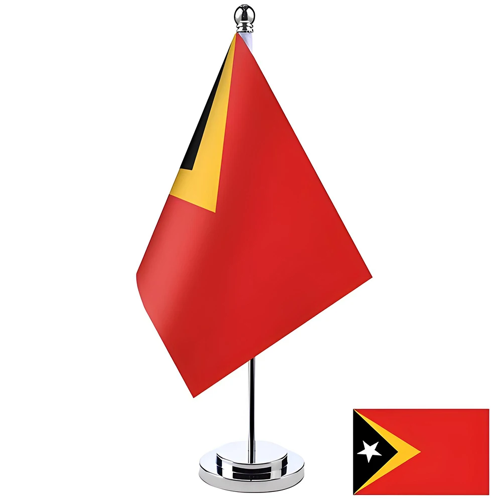 Office Desk Small Flag of Timor-Leste Flag 14x21cm Polyester East Timor National Flag Desk Ornaments Flags