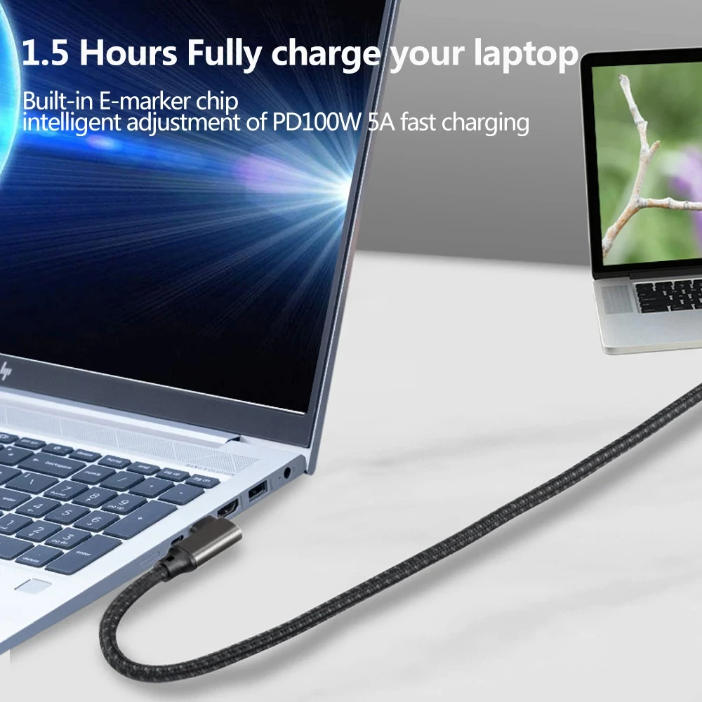 كابل بيانات Hannord USB C إلى النوع C 90 درجة VR Link USB3.2 Gen2 20Gbps 4K @ 60 هرتز 100 وات PD سلك شحن سريع لجهاز Macbook Quest1/2 #4