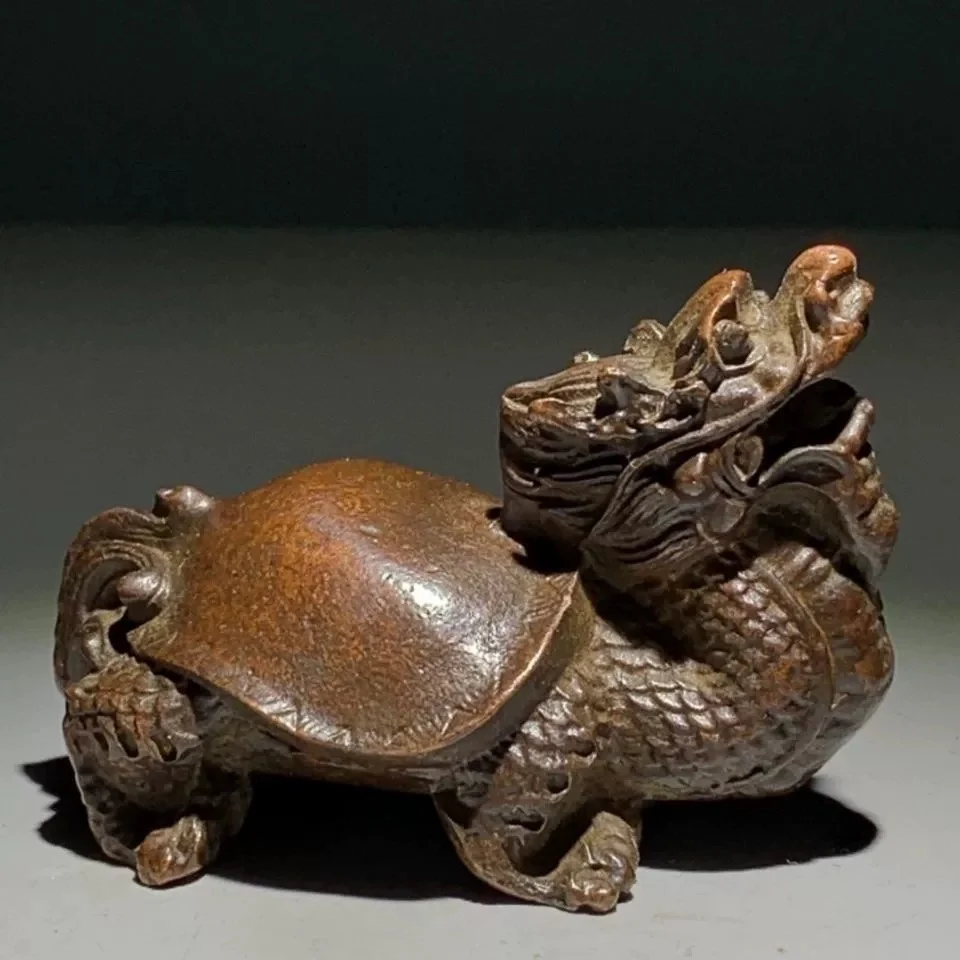 

Solid red copper dragon turtle figurine, stationery, tea pet ornaments, home furnishings, second-hand stationery items