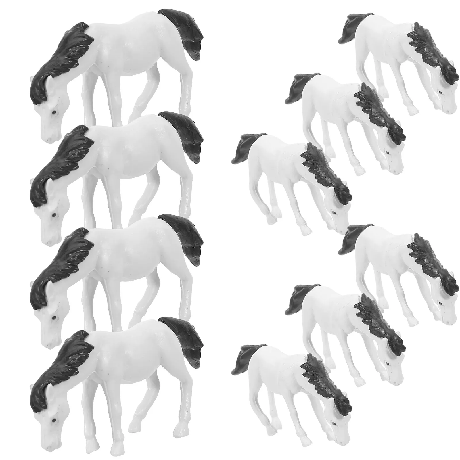 10Pcs Mini Horse Figures Realistic Small Horses PVC Bulk Farm Animal Decorative Statues Cake Toppers Fairy Garden Office Decor