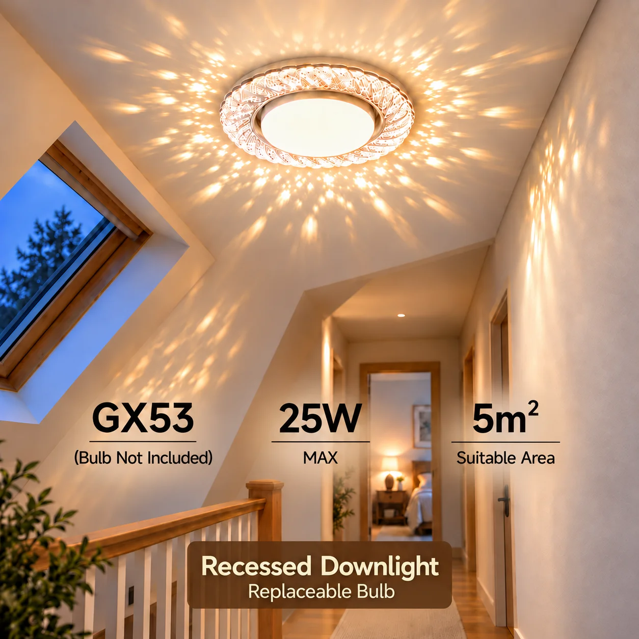 Modern LED Downlight Waterproof GX53 Spotlight Replaceable Bulb Ceiling Lamp for Porch Living Room Bedroom Down Light Fixture