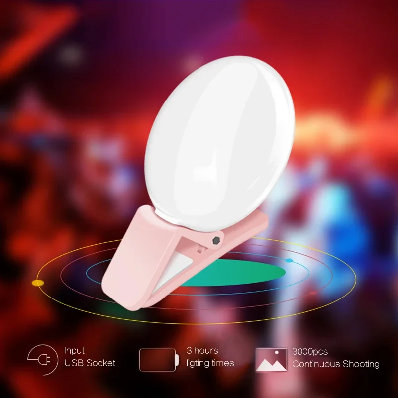 Mobile Phone Fill Flash Lens Ring Light Lamp Portable Clip Three Stop Dimming Mini Durable Practical 10 LED Selfie Ring Beauty