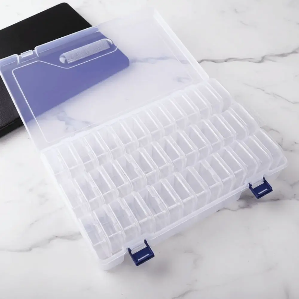 Portable 42 Grids Storage Box Plastic Individual Snap-on Lid Containers Transparent Handicraft Organization Box