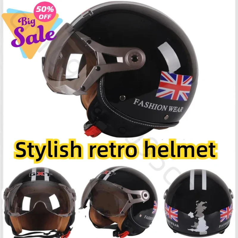 

GXT Retro Helmet Open Face Motobike Riding Helmet Casque Electric Moto Helmet Adult Casco Moto Motorcycle Equipment