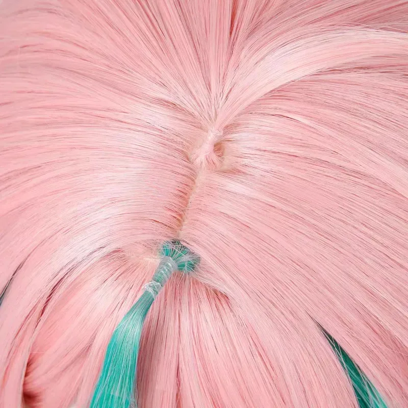 New Halloween Cosplay Varesa Cosplay Wig Genshin Impact Cos Long Braid Pink and Green Mixed Hair Costume Hair with Bangs for Wom - view 6