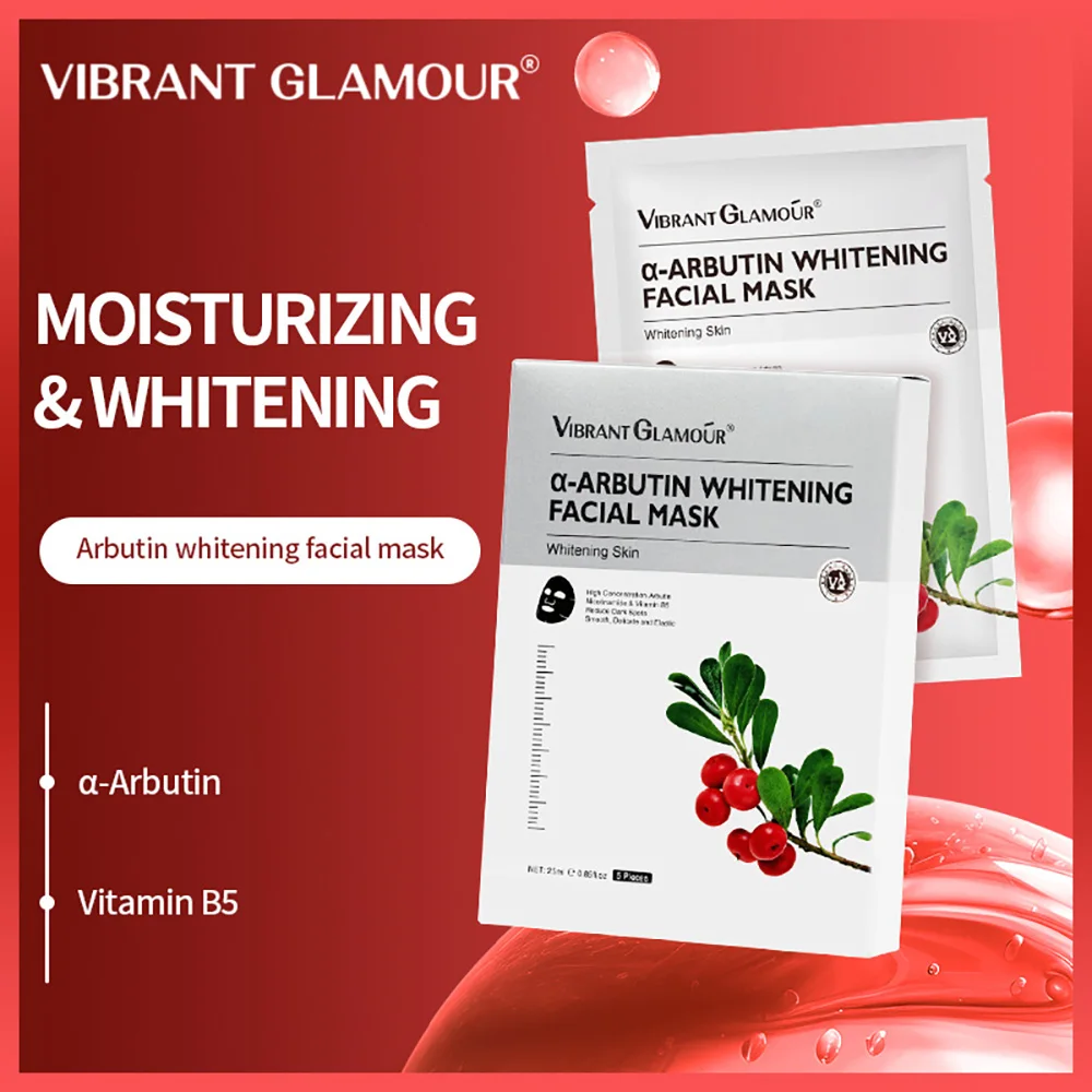 VIBRANT GLAMOUR Arbutin Brightening Mask Control Hydrating Moisturizing Anti Dull Rough Skin Box Packaging Authentic Skincare