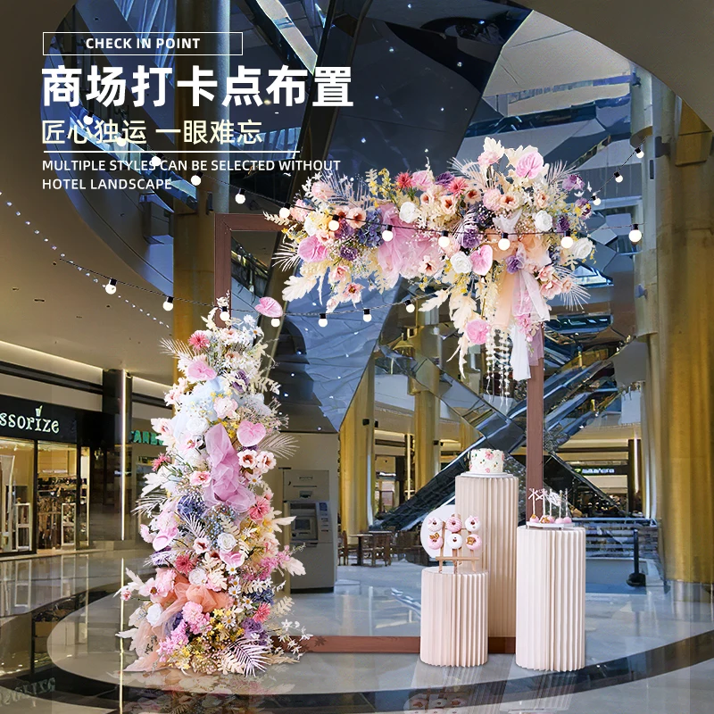 

Simulated flower landscaping ornament Internet celebrity clock in shopping mall Meichen decoration scene arrangement