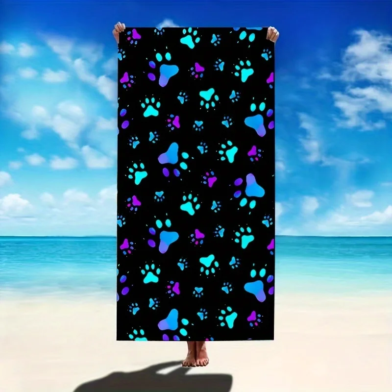 

Современное пляжное полотенце из полиэстера и микрофибры, быстросохнущий геометрический узор с принтом собачьей лапы, мягкое вязаное полотенце для улицы