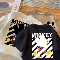 2024 Kid Mickey Mouse Short sleeve T-Shirt Clothes Summer Baby Boy Girl Cartoon Cotton O-Neck Tees Children Casual Clothing Tops