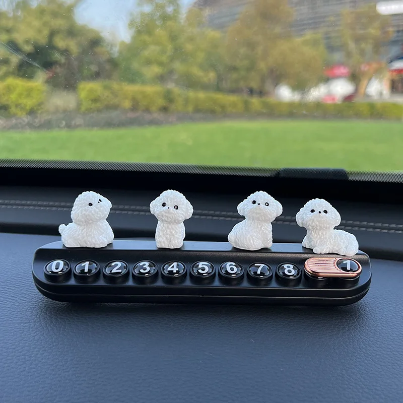 

Car Interio Car Phone Card Cute dog Temporary Parking Number Plate Creative And Personalized Car Moving Phone Plate