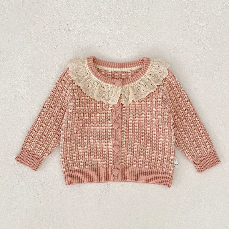 2026 ربيع جديد طفل رضيع فتاة الحياكة سترة سترة الوليد الطفل الفتيات سترة معطف 0-3 سنوات الأطفال الحياكة الملابس #5