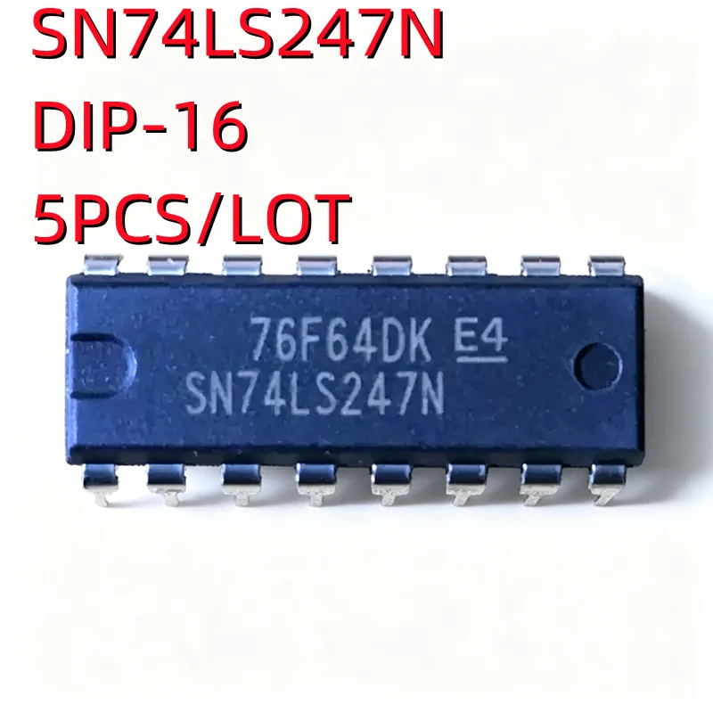 5PCS/LOT 74LS247 SN74LS247N HD74LS247P DIP-16 Driver de Display de 7 Segmentos Em Estoque NOVO IC Original