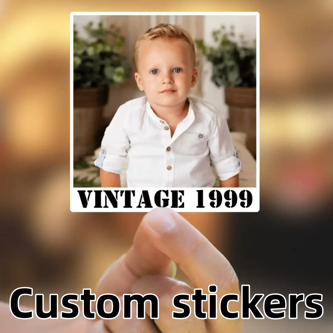 

Custom Vintage Stickers | Print your own photos using classic text designs, customizable for notebook/helmet decoration and gift