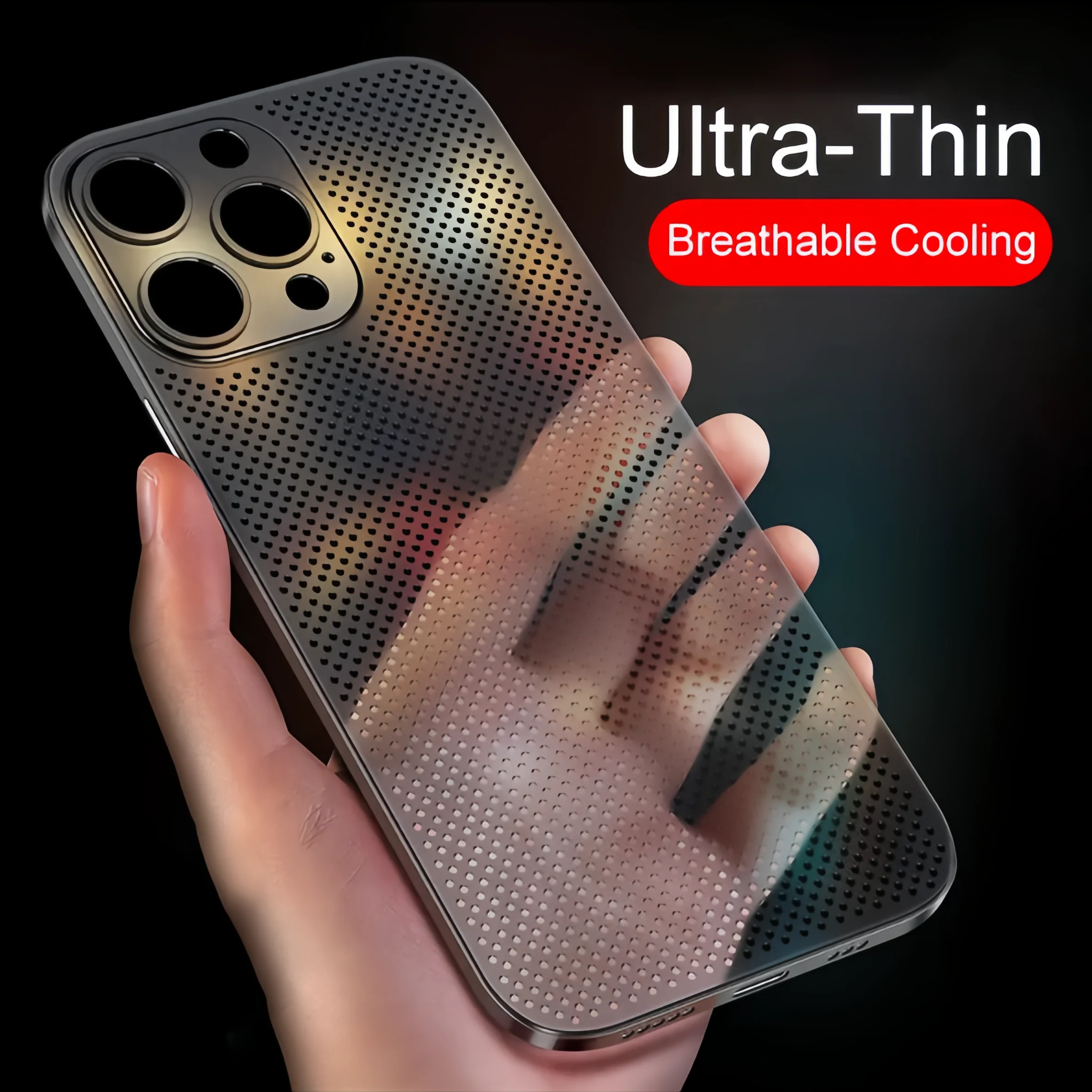 

Heat Dissipation Breathable Cooling Case Ultra Thin Matte Mesh Hollow Slim Hard iPhone 16 15 14 13 12 Pro Max Plus