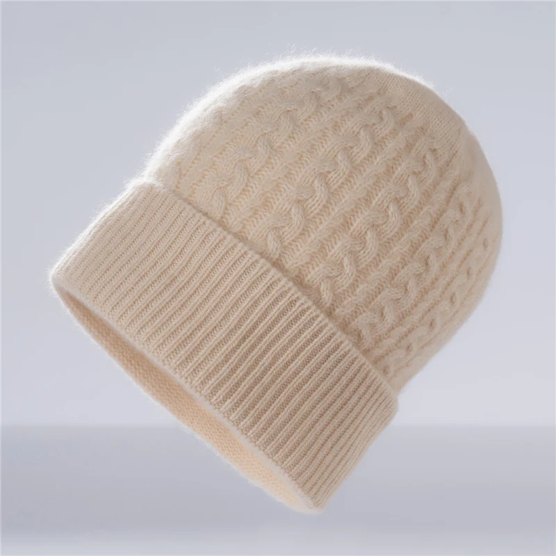 

Unisex High Quality 100% Cashmere Knitted Beanie Hat Winter Thick Warm Soft Casual Cap for Women And Men