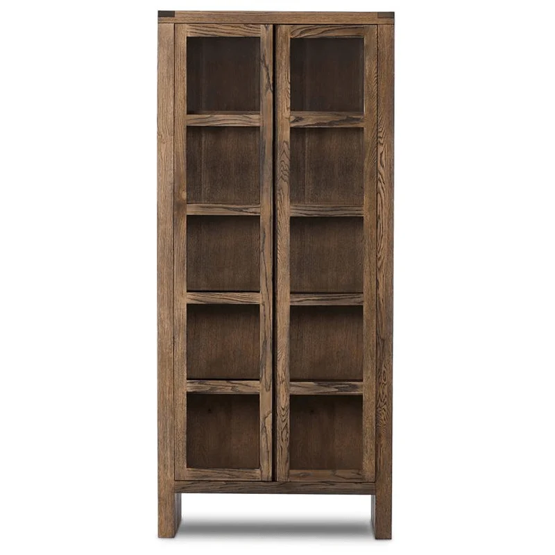 

Vintage Solid Wood Double Door Four Door Bookshelf Glass Living Dining Room Model Room Custom Sideboard