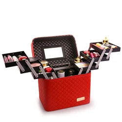 Professionele Vrouwen Grote Capaciteit Make-Up Mode Toilettas Cosmetische Bag Multilayer Opbergdoos Draagbare Make Up Koffer