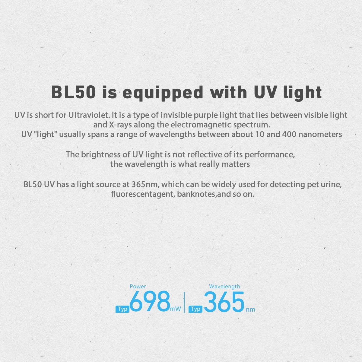 IMALENT BL50 EDC Flashlight 3600 Lumens Cree XHP50 HI LED Type-C Rechargeable Dual Light Source for Camping and Work Lights.